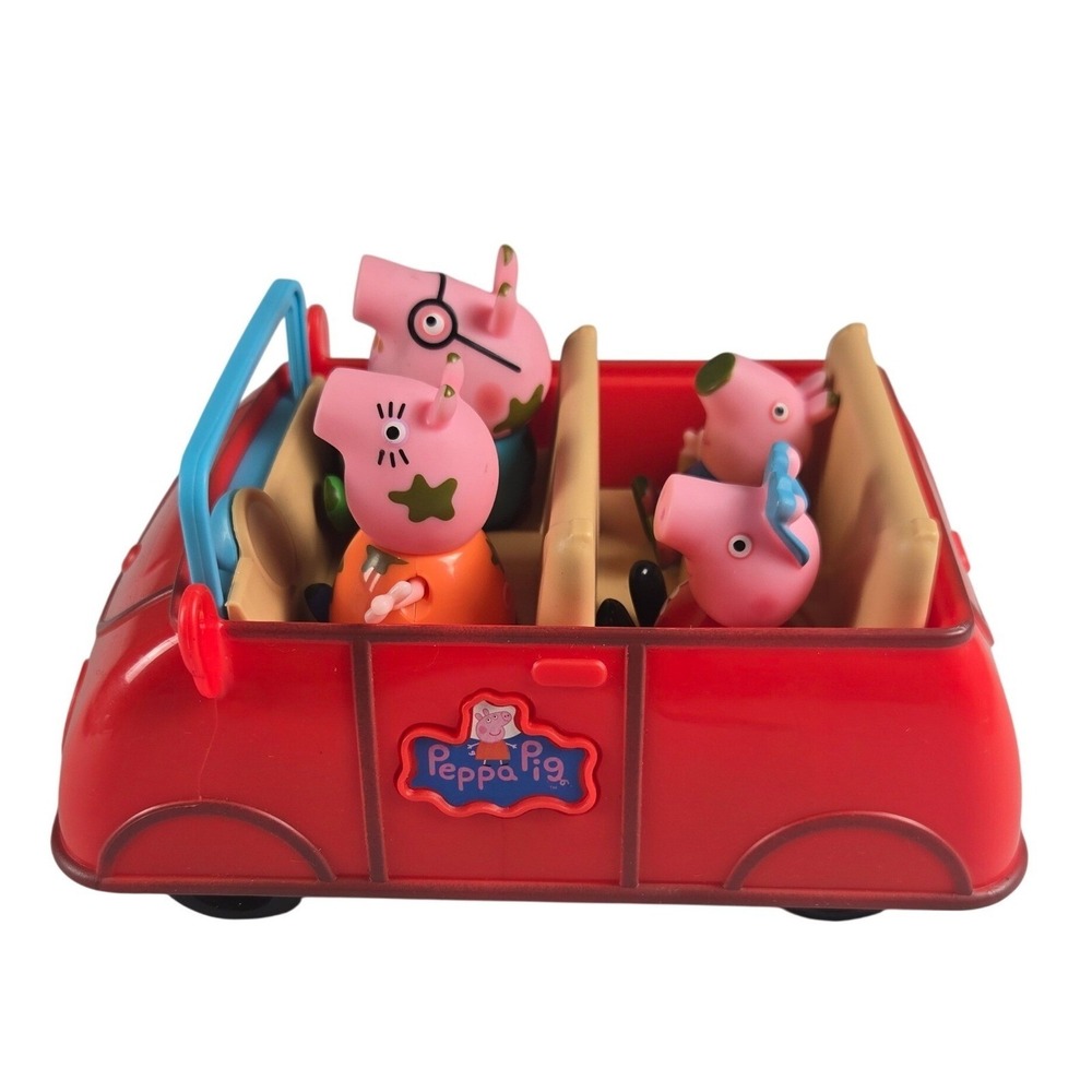 Peppa Pig Red‎ Car Family Vehicle Set Muddy Puddles Figures Sounds Work